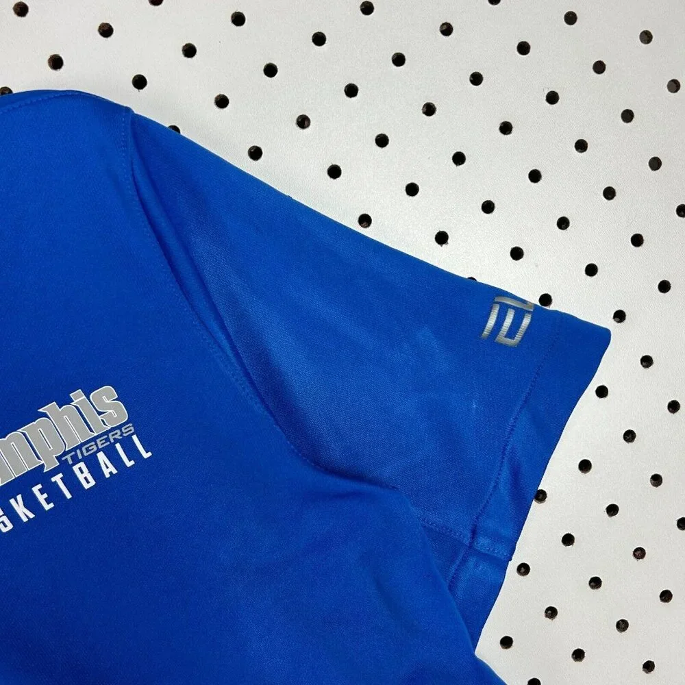 Memphis Tigers Basketball Polo Shirt Medium Blue Nike Dri-fit Team Issued‎ READ